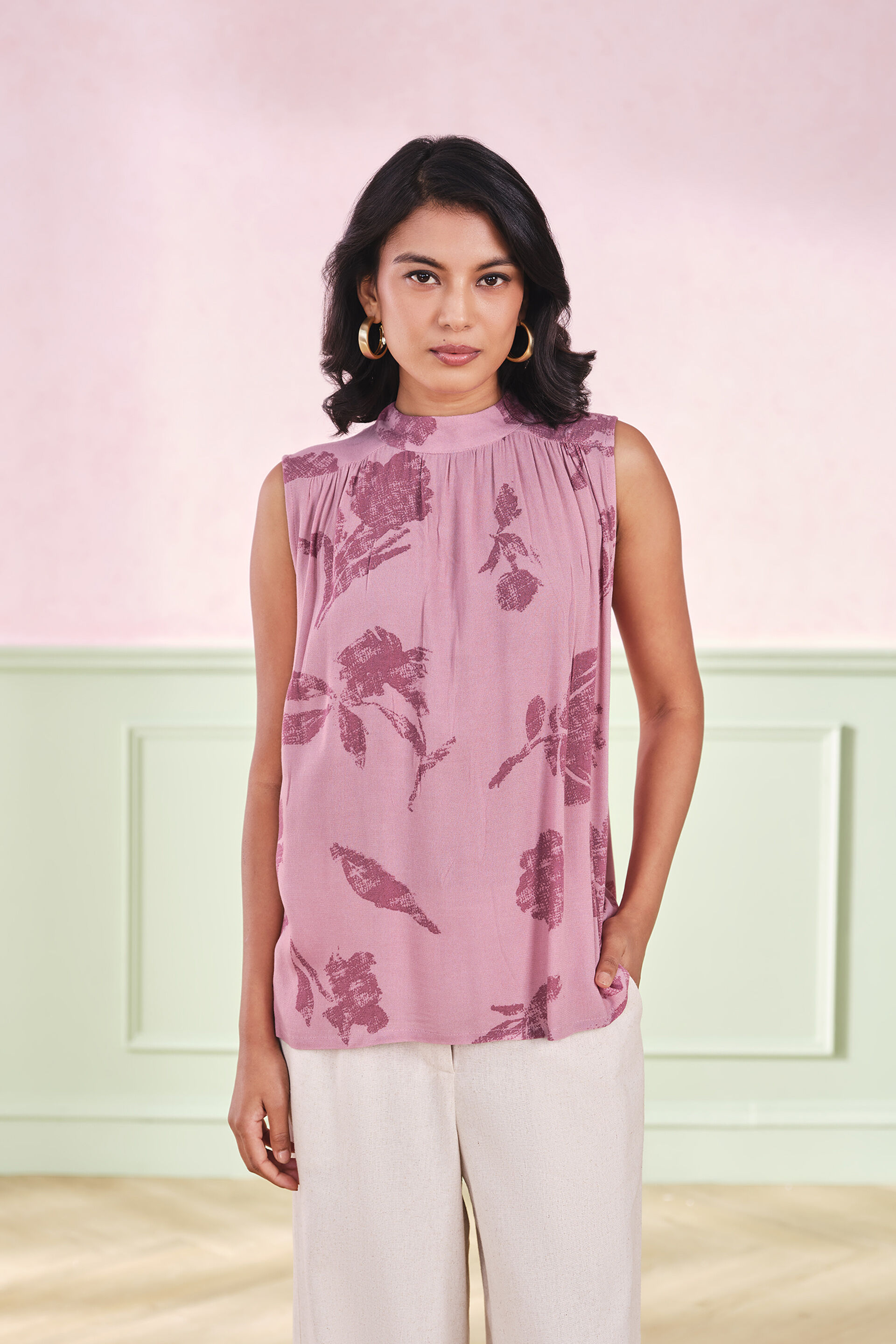 Peony Perfection Viscose Top, Pink, image 1